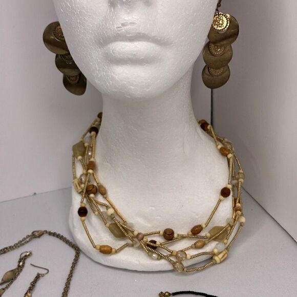 Womens Accessories 4 Bundled Set Necklace and Earrings Boho Dangling - Picture 3 of 9